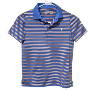 Polo Ralph Lauren Blue Orange Stripe Performance Polo Shirt